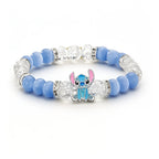 Bracelet Stitch bleu en perles de cristal et œil-de-chat, breloque Stitch