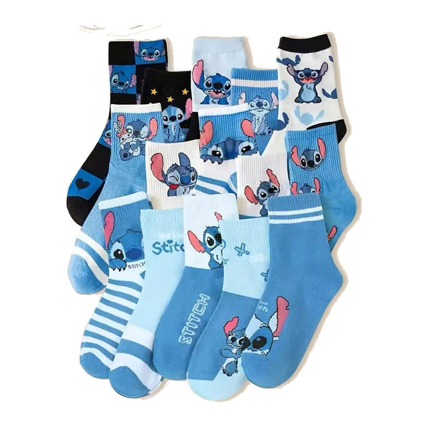Lot de 3 paires de chaussettes Stitch enfant, plus de 15 modèles surprises, coton doux, fond blanc