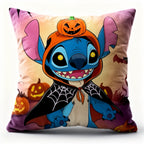 Coussin Stitch Halloween — housse déco imprimée, motif Lilo & Stitch