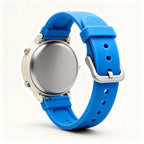 Montre connectée Stitch vue de dos, boîtier et bracelet silicone