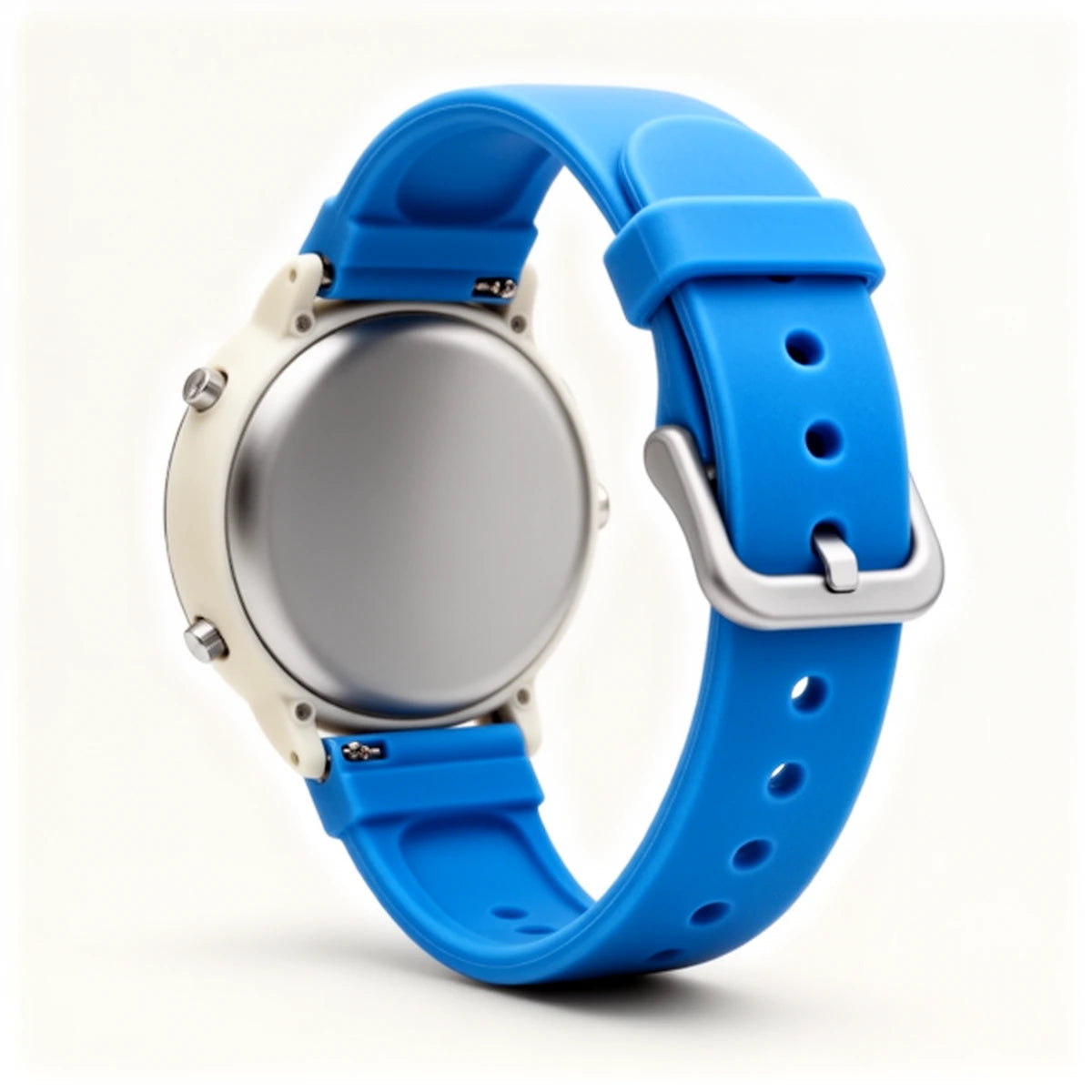 Montre connectée Stitch vue de dos, boîtier et bracelet silicone