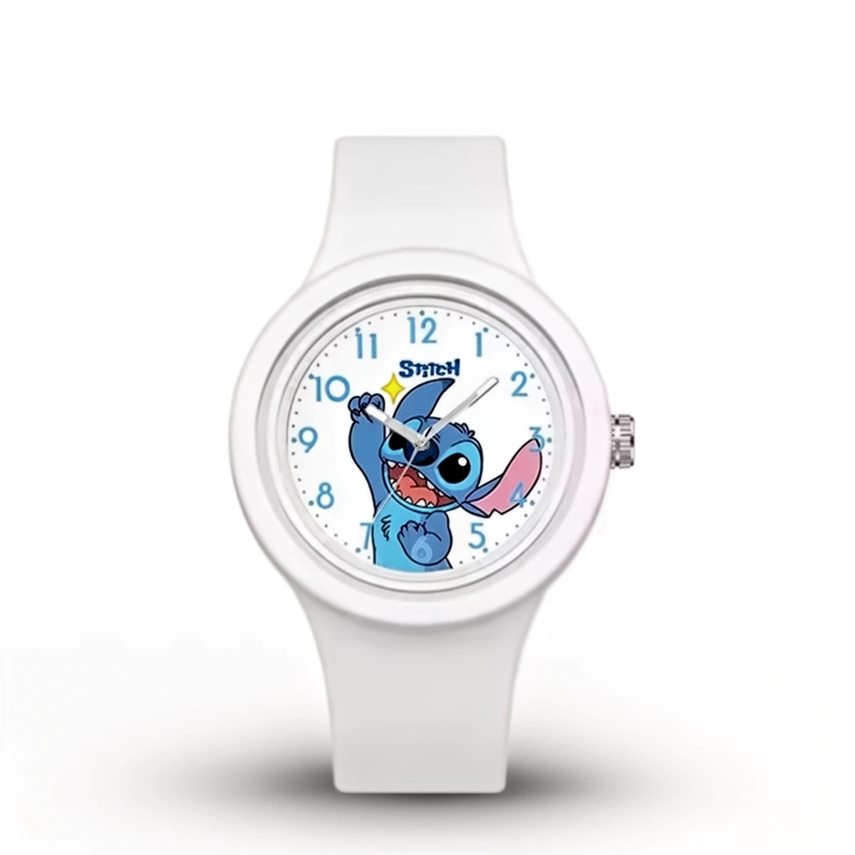 Montre Stitch enfant blanche, bracelet silicone, cadran Stitch