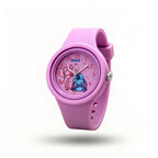 Montre Stitch enfant mauve, bracelet silicone, cadran Stitch et Angel