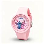 Montre Stitch enfant rose, bracelet silicone, cadran Stitch et Angel