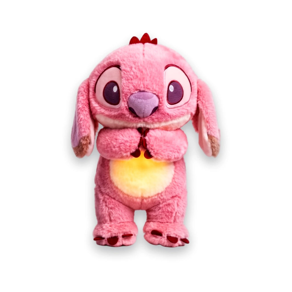 Peluche Stitch qui respire rose (Angel), veilleuse au ventre lumineux
