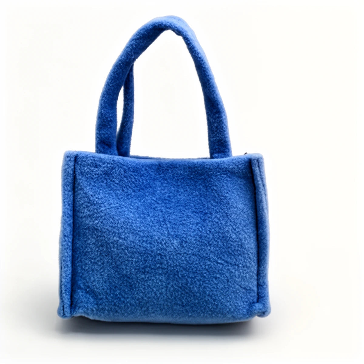 Sac à main Stitch en peluche bleue, dos uni du cabas, fond blanc