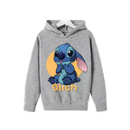 Sweat à capuche Stitch gris — design Stitch assis, enfant unisexe