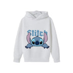 Sweat à capuche Stitch blanc — design Stitch portrait, enfant unisexe