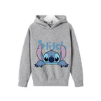 Sweat à capuche Stitch gris — design Stitch portrait, enfant unisexe
