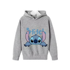 Sweat à capuche Stitch gris — design Stitch portrait, enfant unisexe